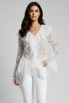 Jessica Bara Emena Lace See Through Long Sleeve Top