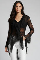 Jessica Bara Emena Lace See Through Long Sleeve Top