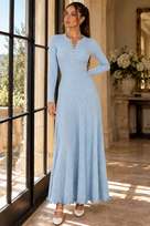 Jessica Bara Eminea 2 Knit Button Long Sleeve Maxi Dress