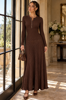 Jessica Bara Eminea 2 Knit Button Long Sleeve Maxi Dress