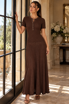 Jessica Bara Eminea Knit Button Short Sleeve Maxi Dress