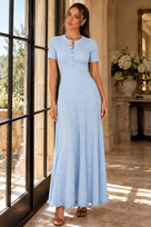 Jessica Bara Eminea Knit Button Short Sleeve Maxi Dress