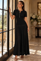 Jessica Bara Eminea Knit Button Short Sleeve Maxi Dress