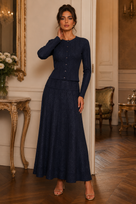 Jessica Bara Enola 2 Pointelle Knit Cardigan and Maxi Skirt Two Piece Set