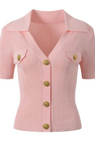 Jessica Bara Erash Gold Button Collared Top