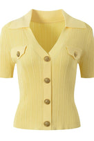 Jessica Bara Erash Gold Button Collared Top