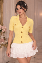 Jessica Bara Erash Gold Button Collared Top