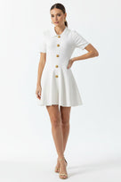 Jessica Bara Eriva Gold Button Collared Mini Dress