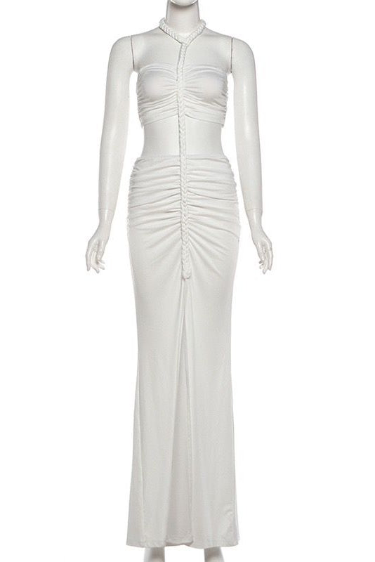Jessica Bara Esira Rope Halter Maxi Dress