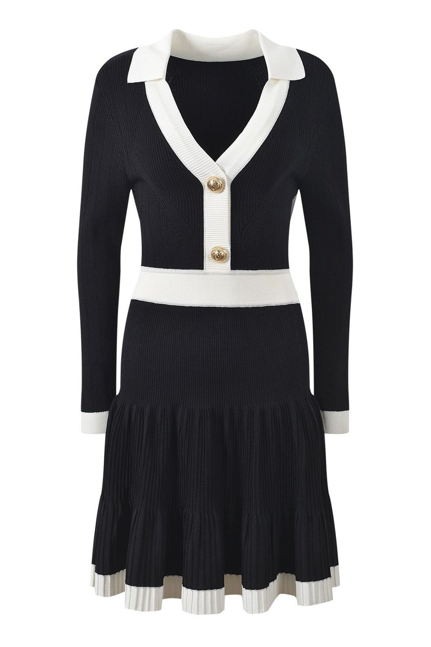Jessica Bara Esmerah Gold Button Knit Long Sleeve Midi Dress Jessica Bara Esmerah Gold Button Knit Long Sleeve Midi Dress