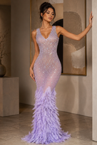 Jessica Bara Ethereal Crystal Feather Gown