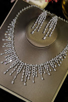 Jessica Bara Ezrin Crystal Fringe Necklace and Dangle Earrings Set