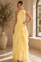 Jessica Bara Ferin Flower Ruffle Maxi Dress