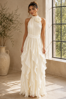 Jessica Bara Ferin Flower Ruffle Maxi Dress