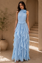 Jessica Bara Ferin Flower Ruffle Maxi Dress