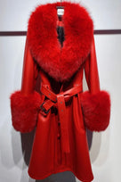 Jessica Bara Franny Leather Fur Long Coat