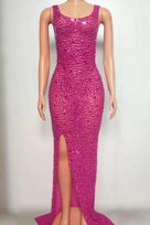 Jessica Bara Frinces Crystal Slit Gown