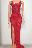 Jessica Bara Frinces Crystal Slit Gown