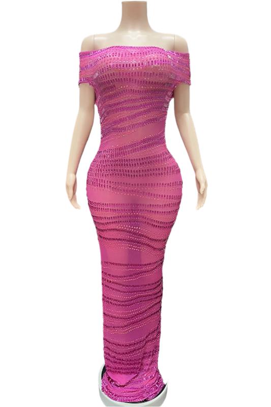 Jessica Bara Gabbie Sequin Off The Shoulder Maxi Dress