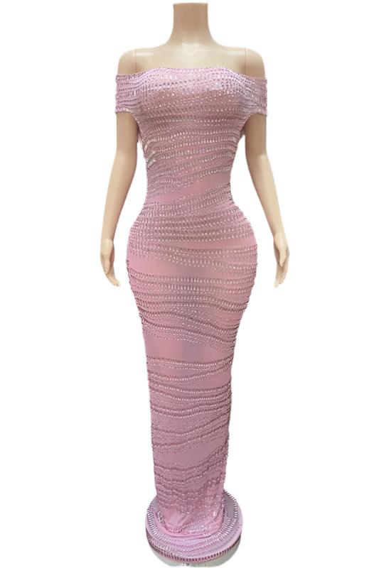 Jessica Bara Gabbie Sequin Off The Shoulder Maxi Dress