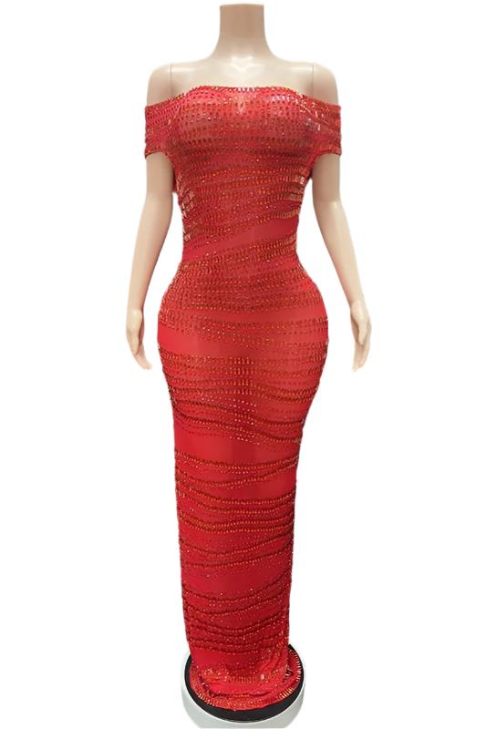 Jessica Bara Gabbie Sequin Off The Shoulder Maxi Dress