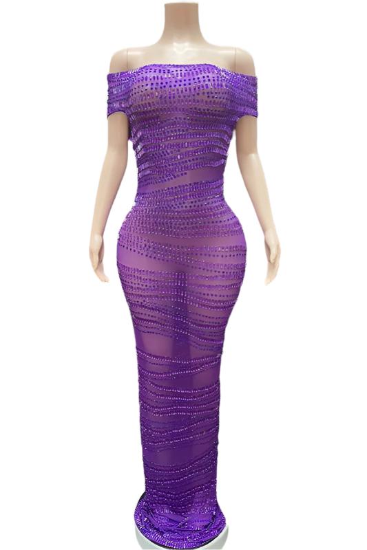 Jessica Bara Gabbie Sequin Off The Shoulder Maxi Dress