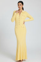 Jessica Bara Gannel Long Sleeve Collared Maxi Dress