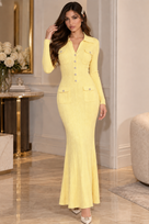 Jessica Bara Gannel Long Sleeve Collared Maxi Dress