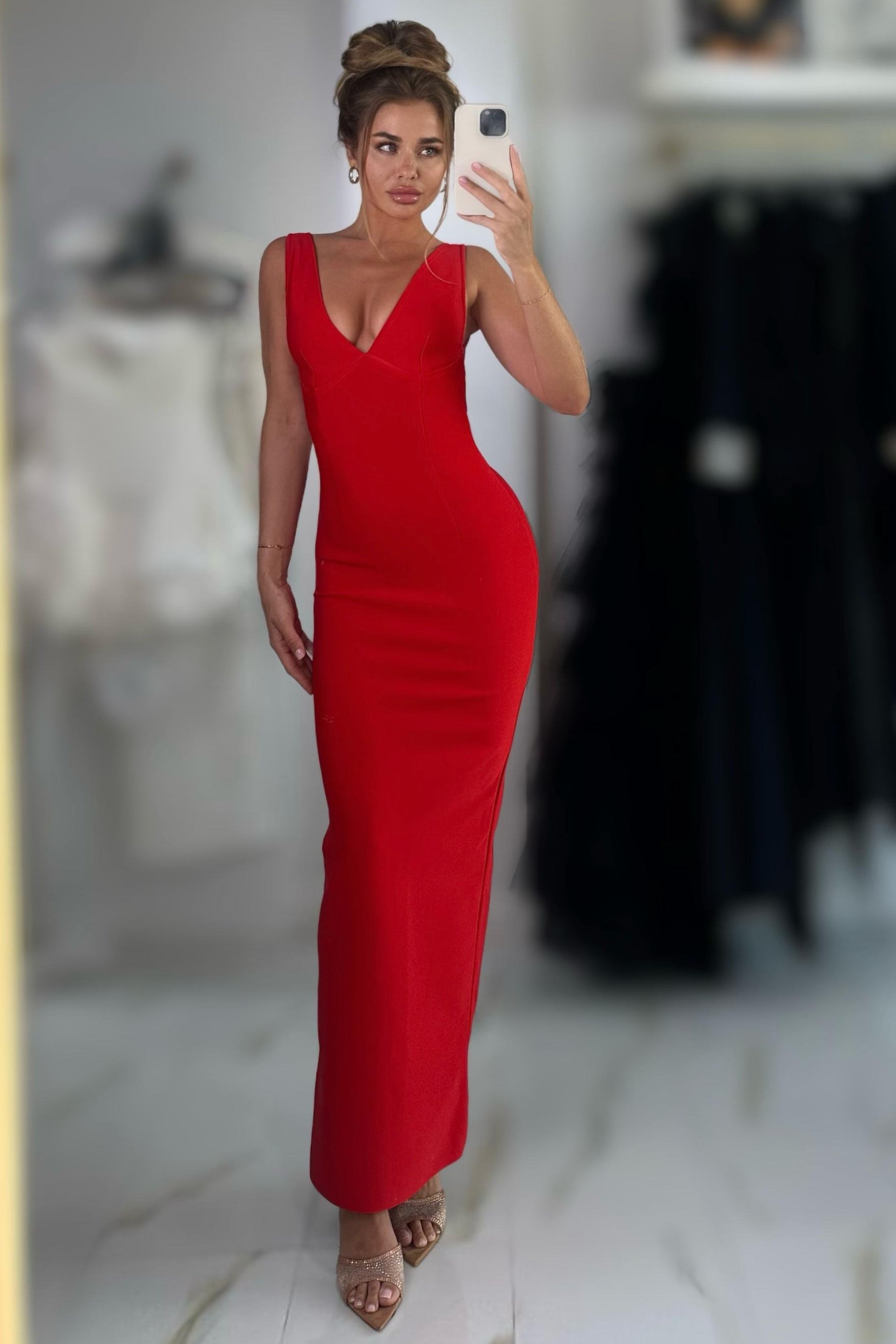 deep v neck backless maxi dress Deep V-Neck Backless Maxi Evening Dress