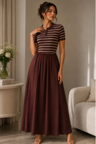 Jessica Bara Harper Striped Knit Maxi Dress