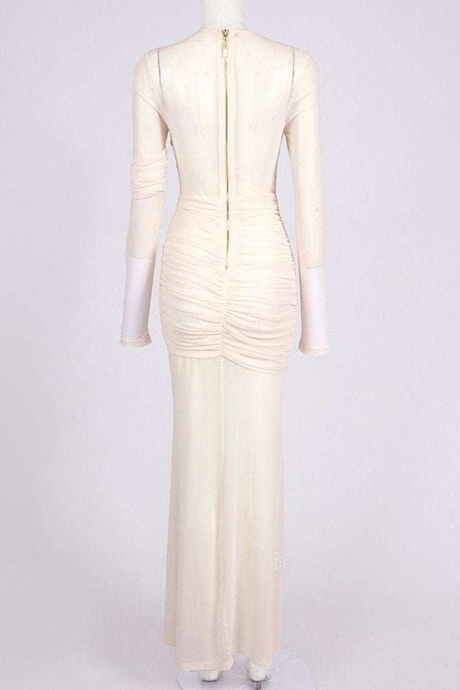see through ruched dress BROOKLYN RUCHED SHEER SASH DETAIL MINI DRESS