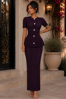 Jessica Bara Hemsie Knit Peplum Short Sleeve Maxi Dress