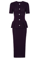 Jessica Bara Hemsie Knit Peplum Short Sleeve Maxi Dress