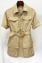 SALE Jessica Bara Hosie Collared Belted Cargo Mini Dress