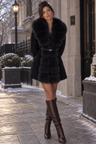 Jessica Bara Hyacinth Fur Belted Coat