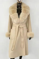 Jessica Bara Inah Fur Belted Long Coat