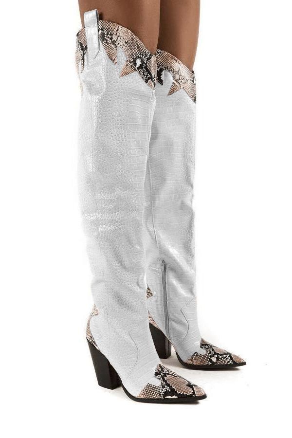 Jessica Bara Jarren Over The Knee Snakeskin Cowgirl Boot