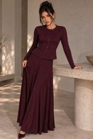 Jessica Bara Jenelle Knit Long Sleeve Top and Maxi Skirt Two Piece Set
