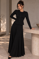 Jessica Bara Jenelle Knit Long Sleeve Top and Maxi Skirt Two Piece Set