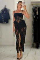Jessica Bara Jeni Lace Slit Maxi Dress