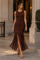 Jessica Bara Jezie Basketweave Fringe Maxi Dress