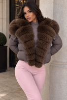 Jessica Bara Jovan Fur Puffer Coat with Gloves