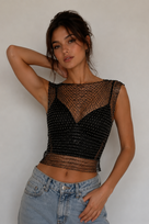 Jessica Bara Jovi Rhinestone Mesh Style Crop Top