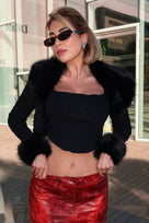 Jessica Bara Jurisalin Fur Shrug and Top