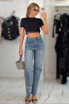 Jessica Bara Kaia Belted Cropped Top