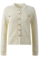 Jessica Bara Kaser Gold Button Knit Cardigan