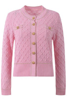 Jessica Bara Kaser Gold Button Knit Cardigan
