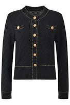 Jessica Bara Kaser Gold Button Knit Cardigan