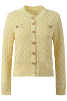 Jessica Bara Kaser Gold Button Knit Cardigan