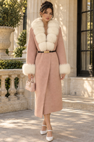 Jessica Bara Kelia Fur Belted Long Coat